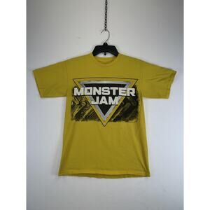 Monster Jam Shirt Yellow Graphic Double Sided T-Shirt Tee Adult Monster Trucks